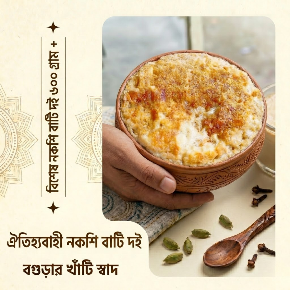বগুড়ার স্পেশাল নকশি বাটি দই ৬০০ গ্রাম প্লাস