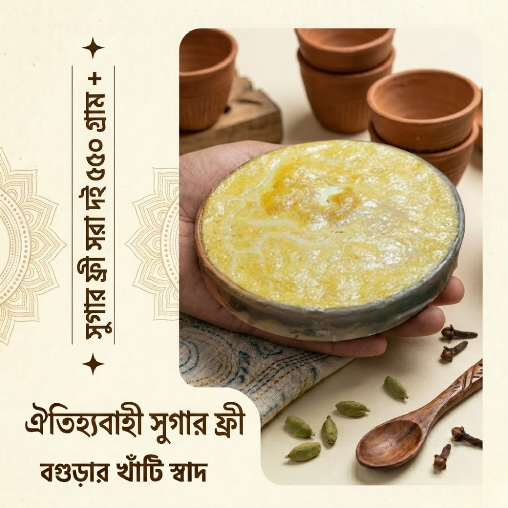 বগুড়ার সুগার ফী সরা দই ৫৫০ গ্রাম প্লাস